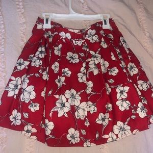 Red floral skirt